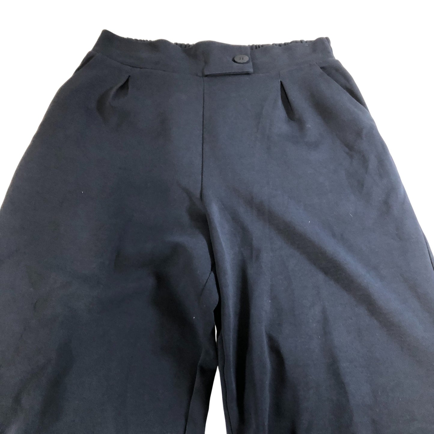 River Island Women's Wide Leg Trousers Cotton Blend Navy Casual Style UK12