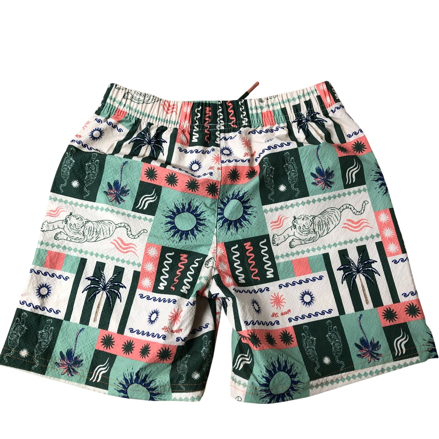 River Island Swim Shorts Boy's Green Multi Patterned 100% Polyester 9-10 Years