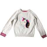 Kids Unicorn Jumper 3-4 Years Girls Cream Sequin Long Sleeve Sweater