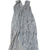 Sequin Evening Dress UK Size 18 Women's V Neck Beige Sequined Gown