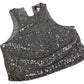 Sequin Crop Top Women's Silver Sleeveless Party Top UK14