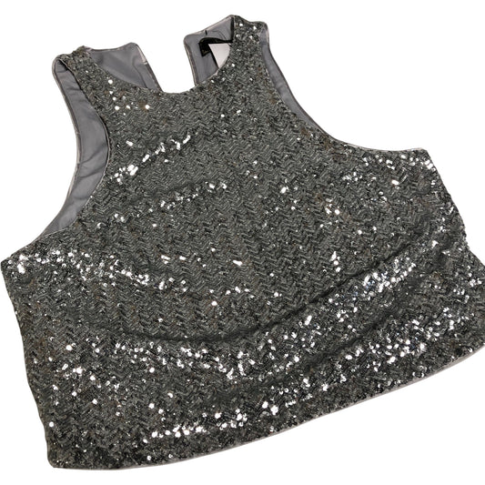 Sequin Crop Top Women's Silver Sleeveless Party Top UK14
