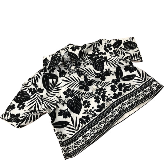 River Island Short Sleeve Tropical Shirt 100% Lyocell Black Floral Print 6 Years
