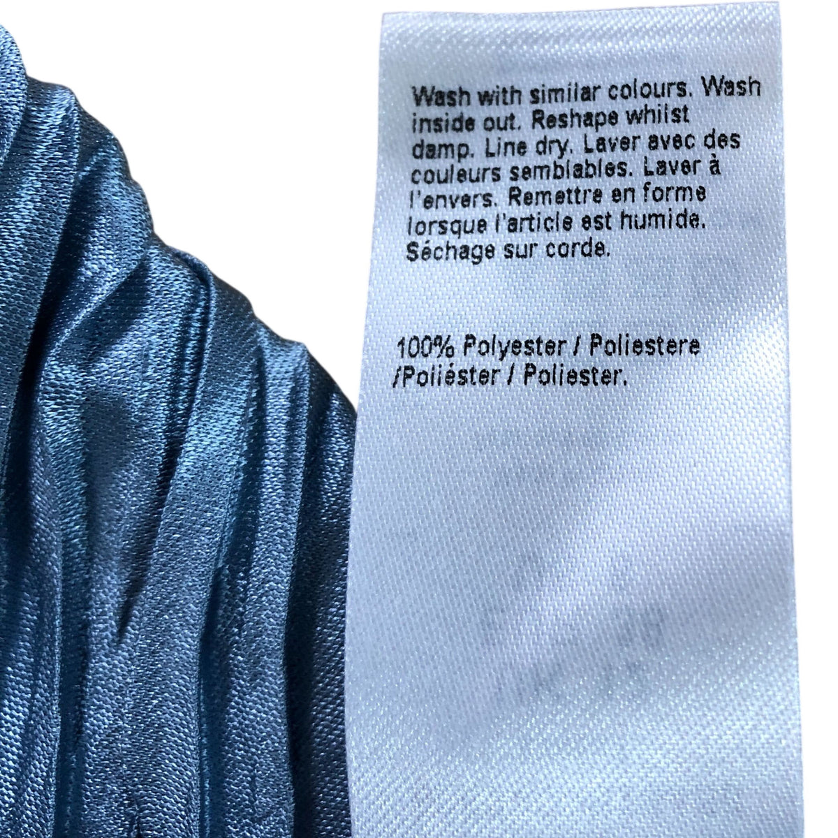 River Island  Pleated Midi Skirt UK12 Women's Blue 100% Polyester Wave Pattern