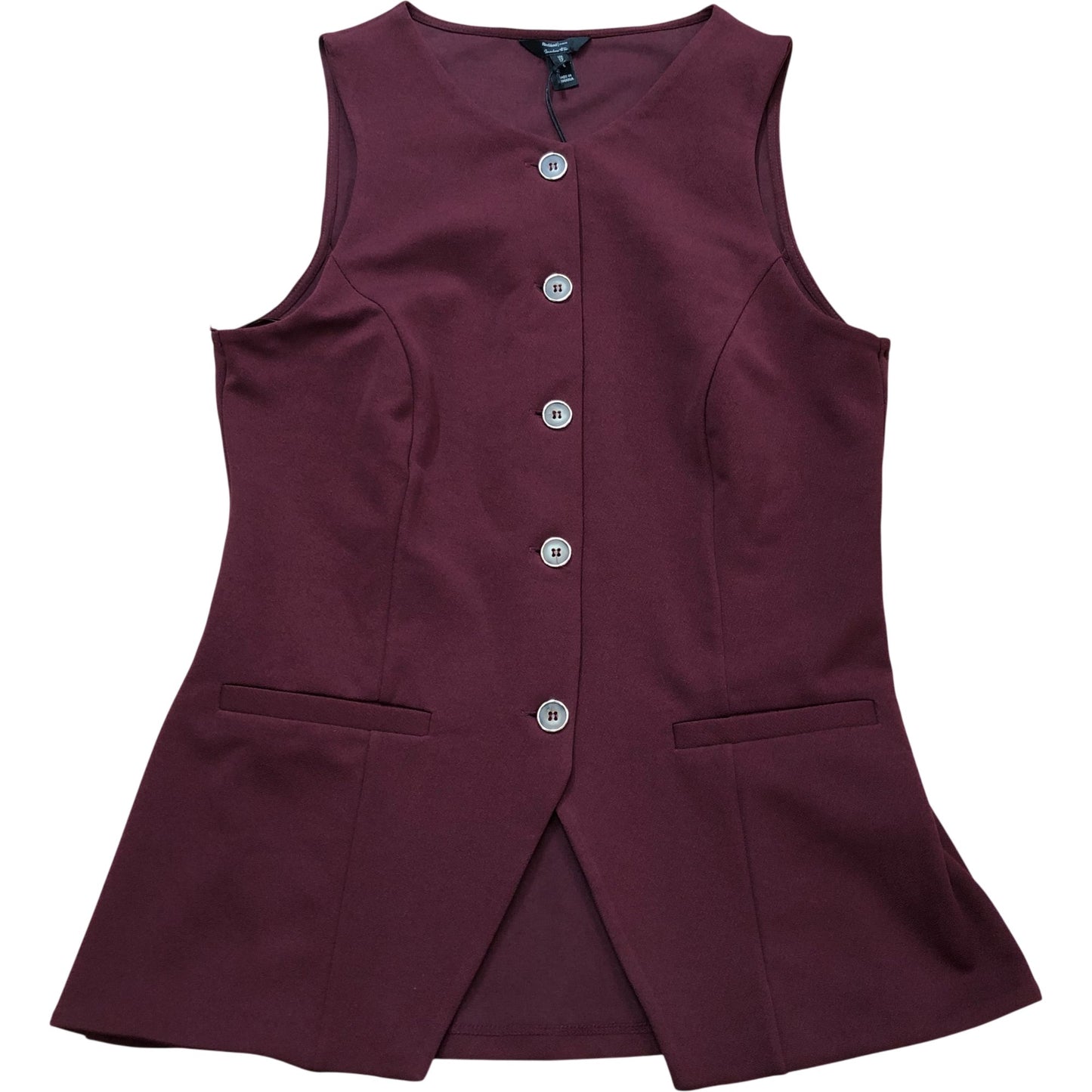 River Island Sleeveless Top Women's Maroon Button Front Casual Vest 12