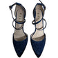 Ravel Strappy Heels UK4 Women's Navy Blue Sparkly Stiletto Shoes