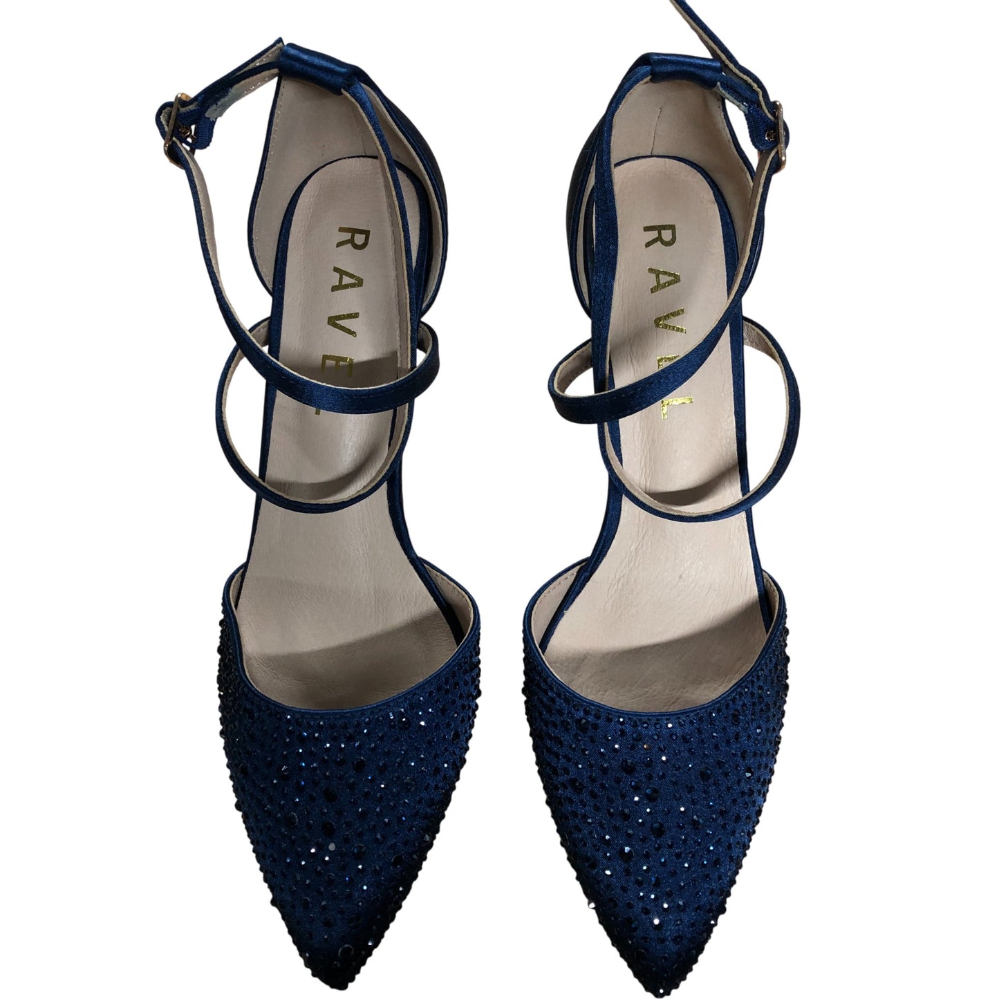 Ravel Strappy Heels UK4 Women's Navy Blue Sparkly Stiletto Shoes