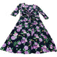Crew Clothing Company Floral Print Midi Dress UK14 Women's Twist Tie Navy