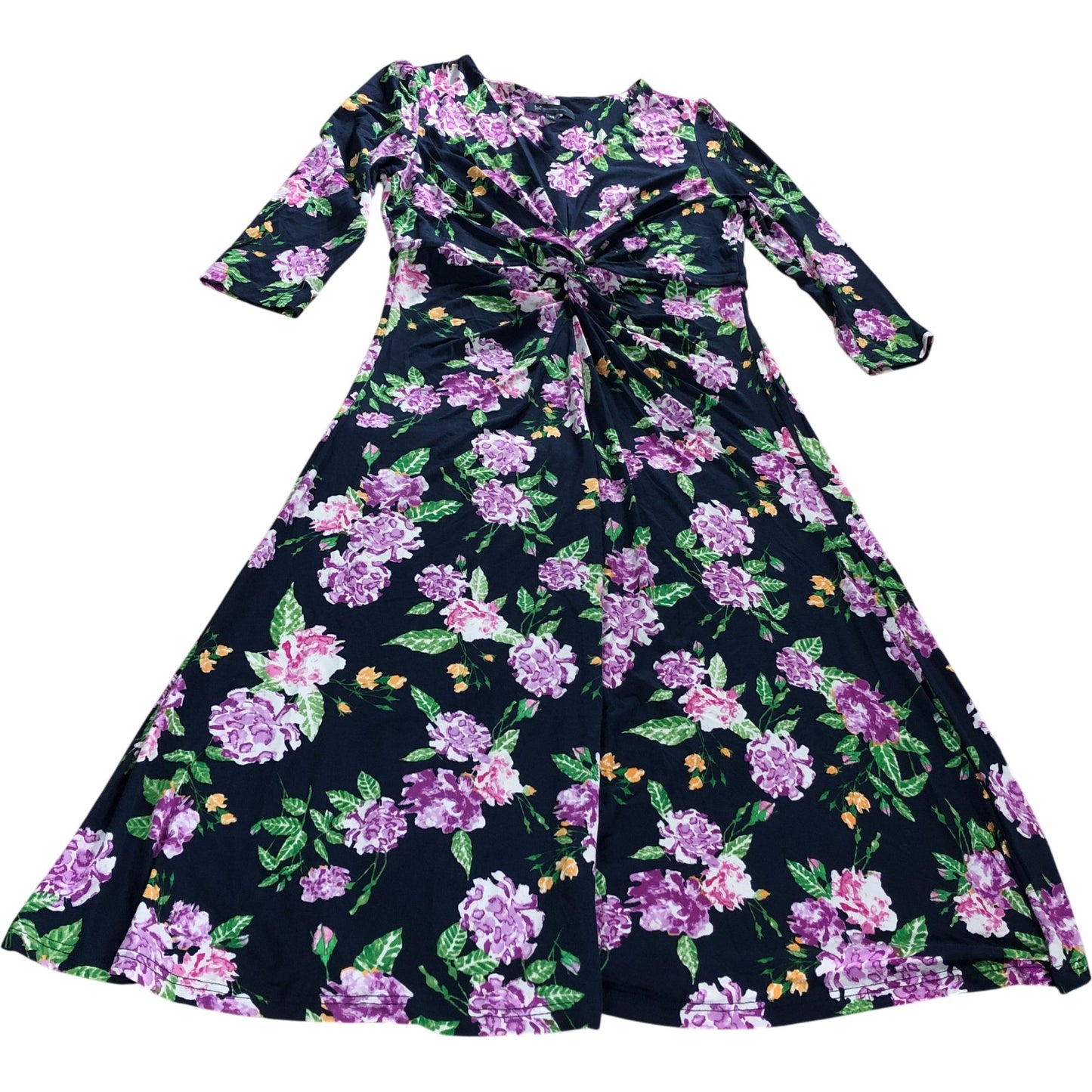 Crew Clothing Company Floral Print Midi Dress UK14 Women's Twist Tie Navy