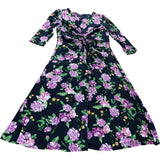 Crew Clothing Company Floral Print Midi Dress UK14 Women's Twist Tie Navy