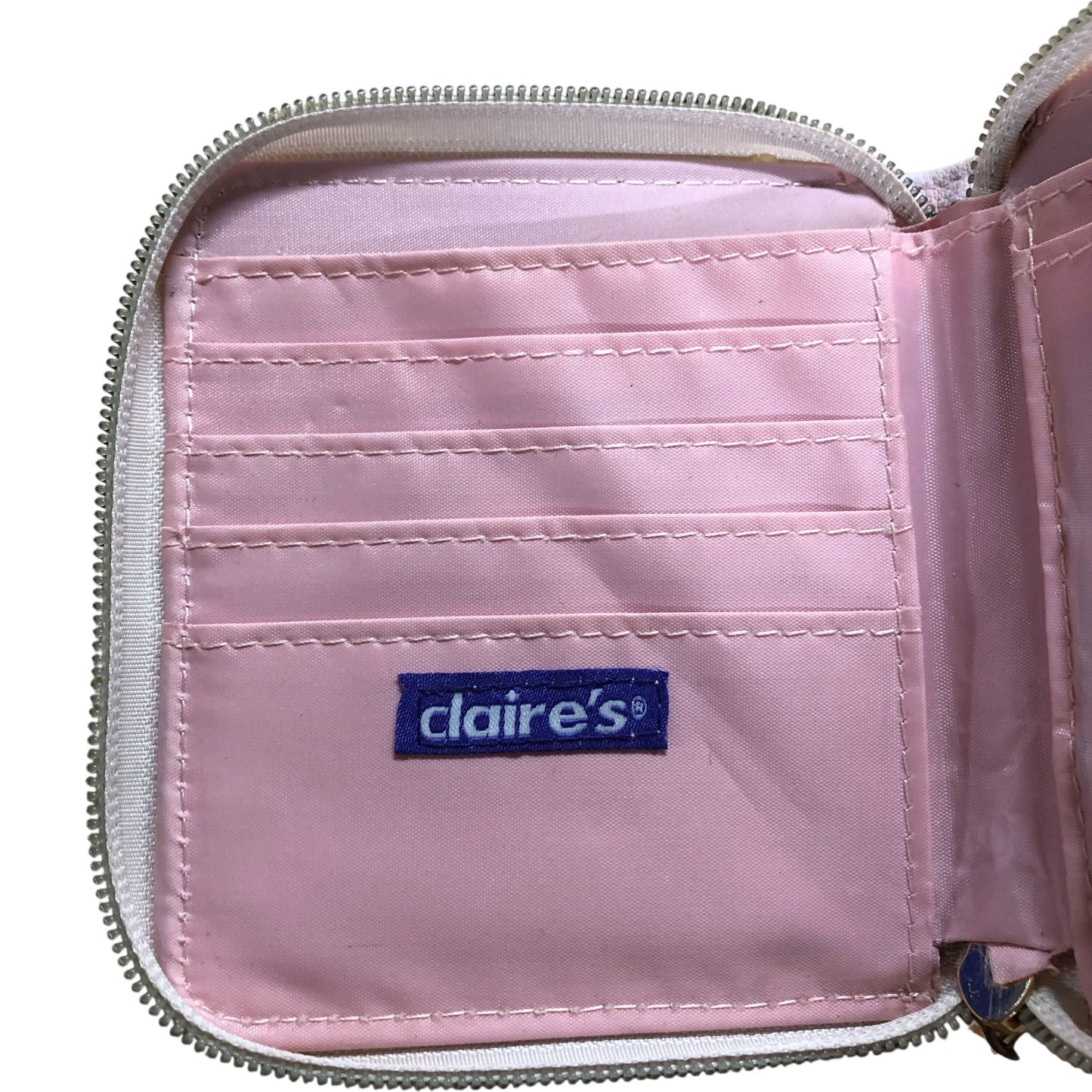 Claire's Pink Marble Print Wallet with Pom Pom Zip Women's Compact Style