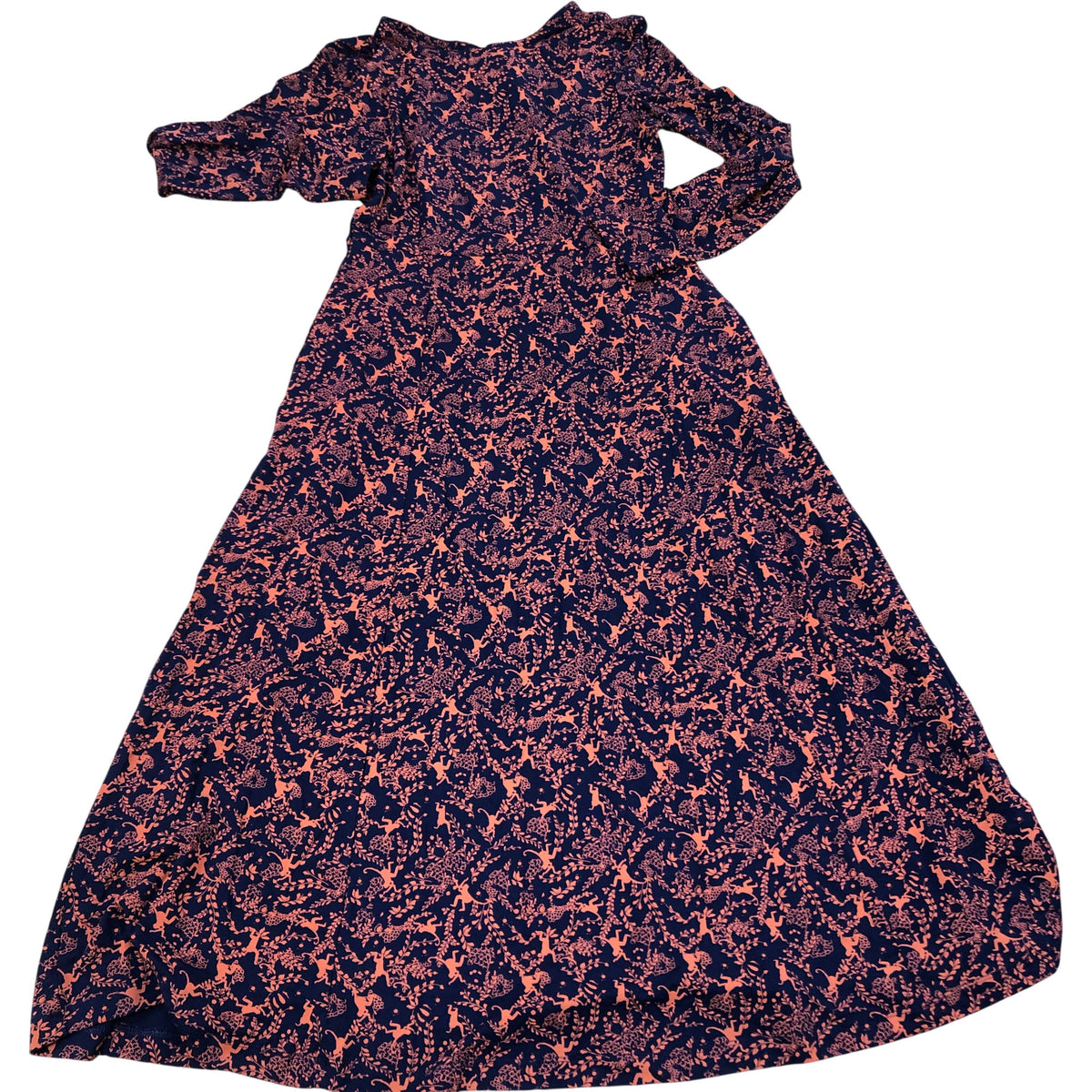 Long Sleeve Maxi Dress UK8 Women's Floral Print Eco Viscose