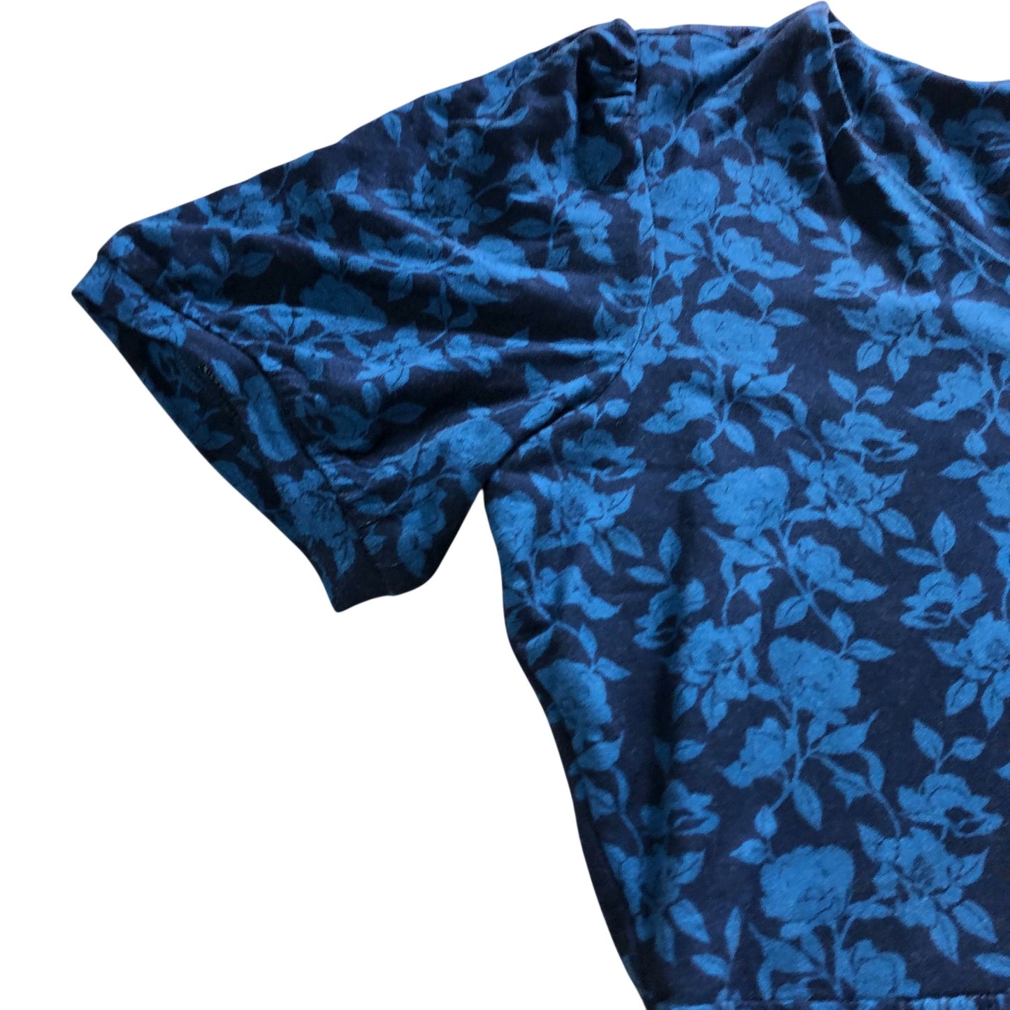 Crew Clothing Company Floral Dress UK12 Women's Short Sleeve Navy Blue
