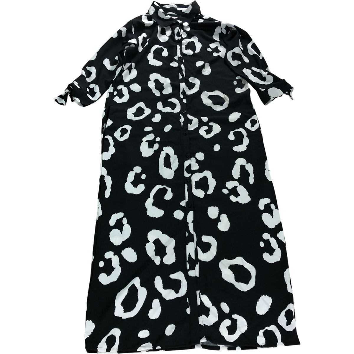 Dancing Leopard UK10 Women's Black White Leopard Print Shirt Dress