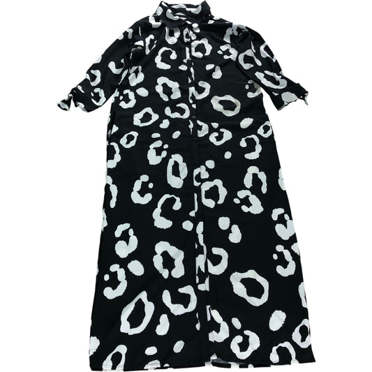Dancing Leopard UK10 Women's Black White Leopard Print Shirt Dress
