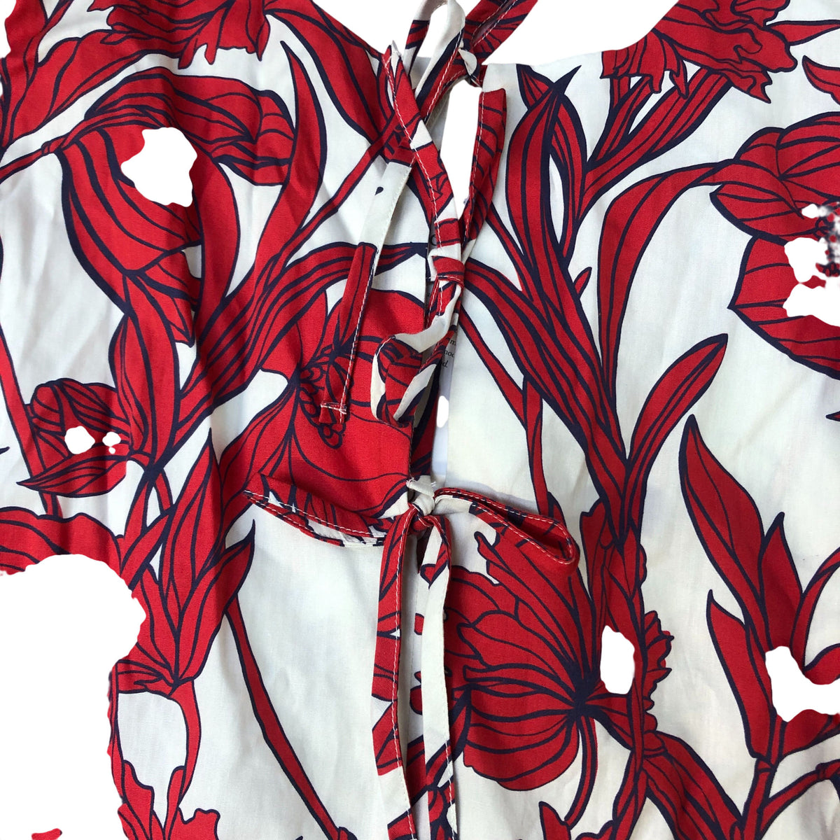 Baukjen Floral Print Dress UK14 Women's Organically Made Red White Cotton