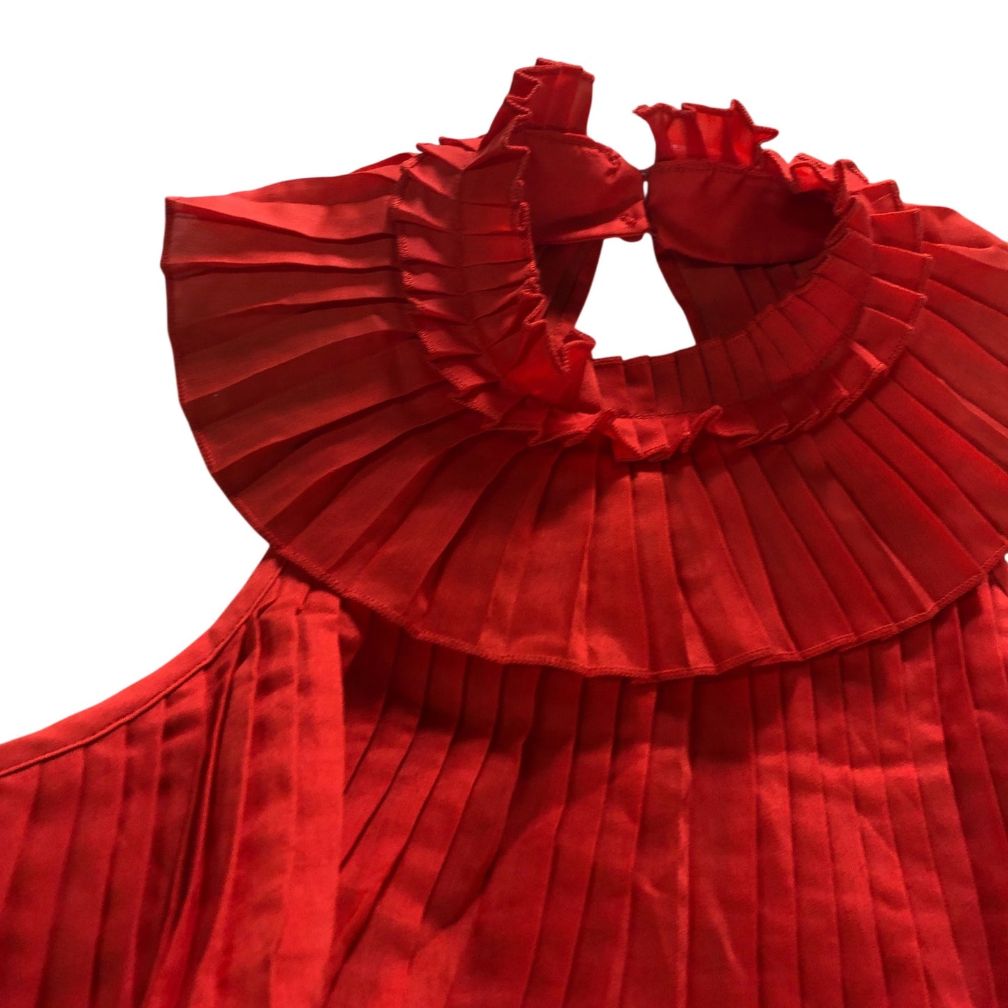 River Island Women's Red Pleated Layered Halterneck Top Size 14