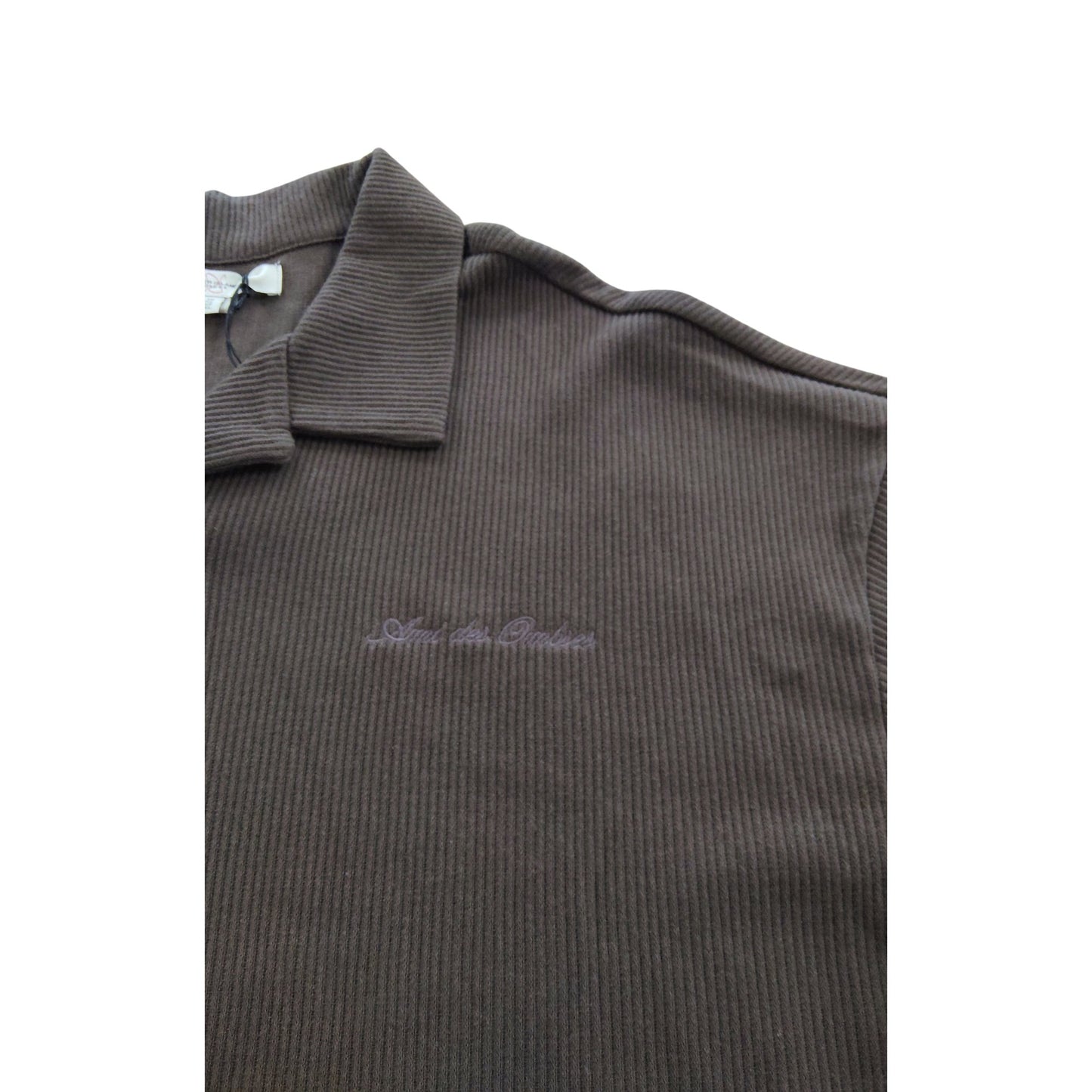 River Island Brown Ribbed Polo Shirt UK XL Men's Short Sleeve Casual Top