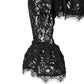 Branded Lace Peplum Blouse UK12 Women's Black Frill Detail Long Sleeve Top
