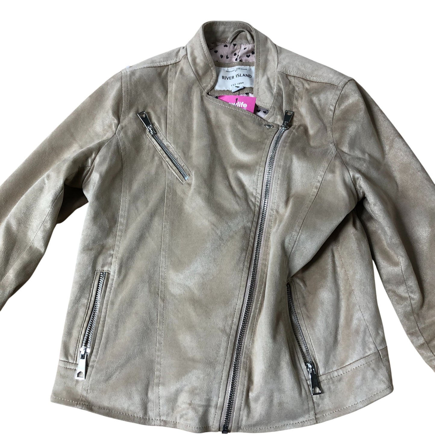 River Island Girl's Jacket Beige Zip Closure Fashion 12 Years