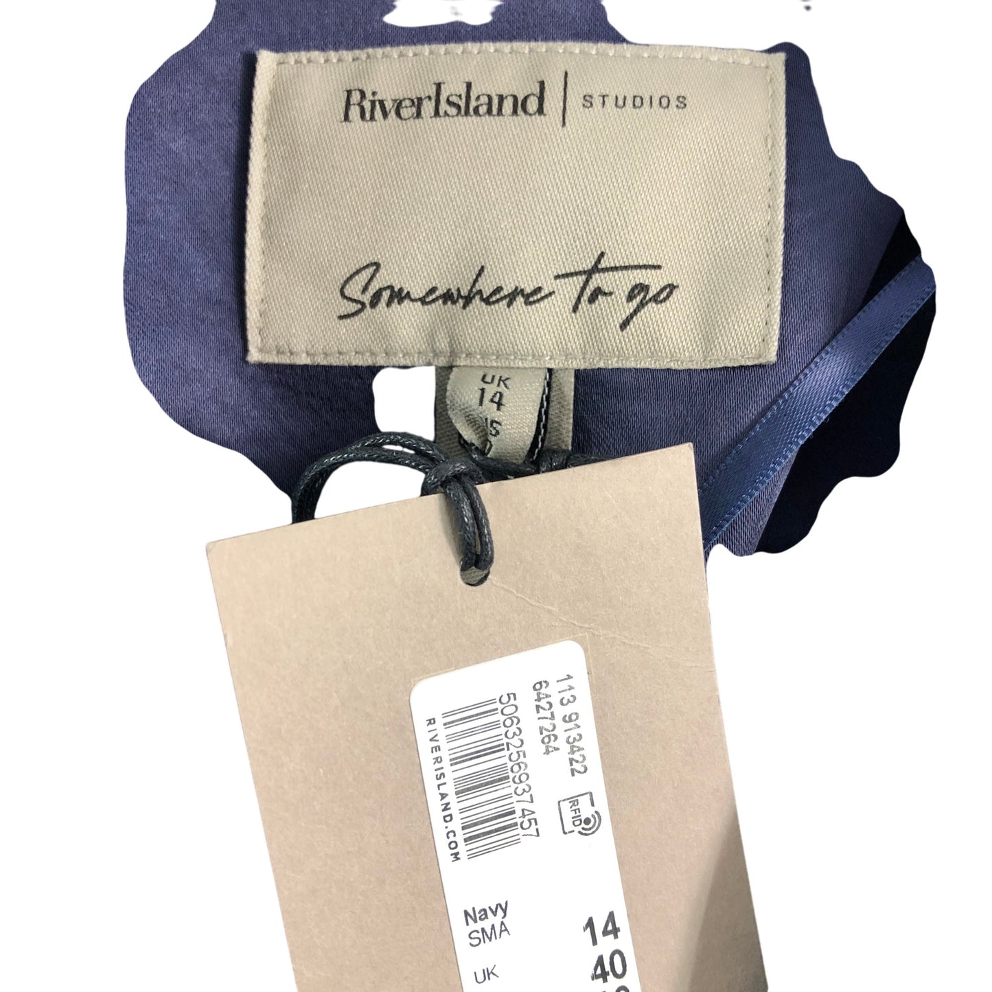 River Island Navy Blazer UK14 Women's Smart Stylish Satin Look Jacket