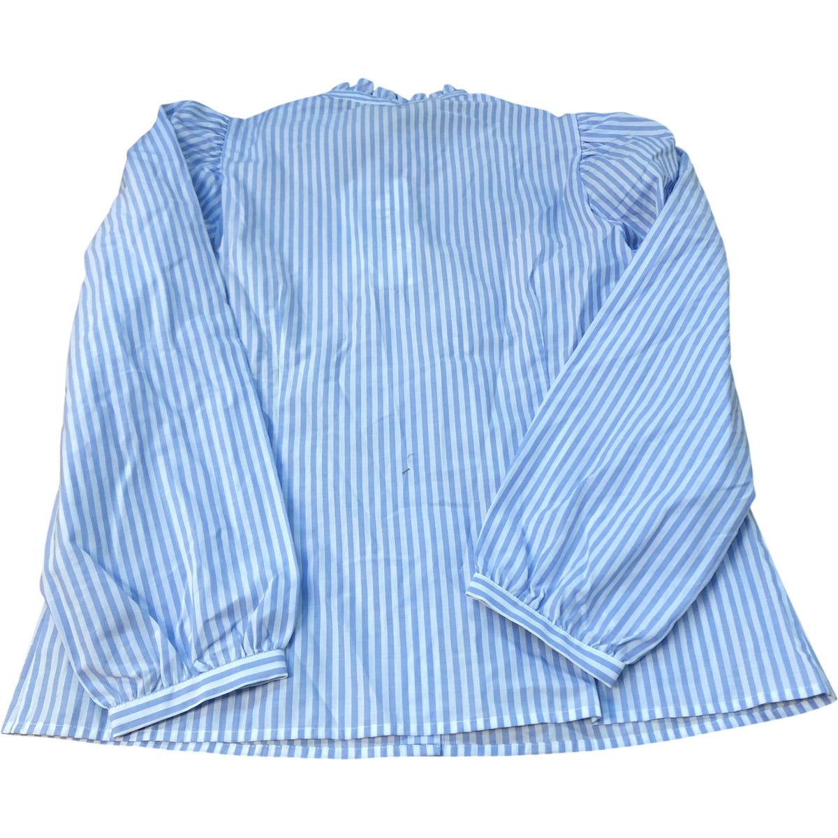 Baukjen Puff Sleeve Blouse UK14 Women's Blue Striped 100 Organic Cotton Top