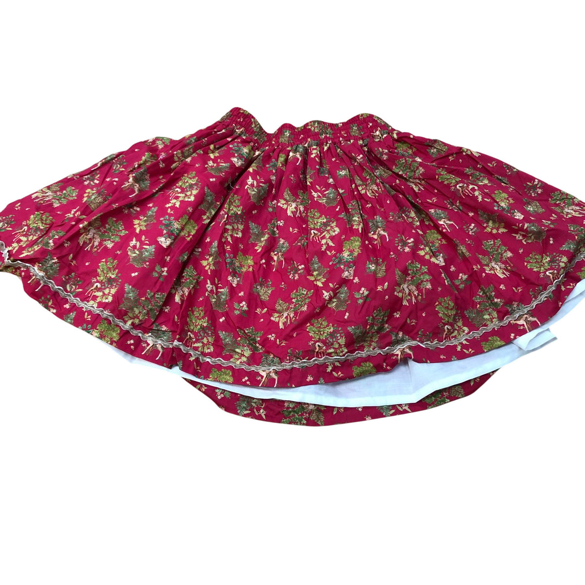 Trotters Red Floral Print Skirt Size 10-11 Years Girls Cotton Elastic Waist