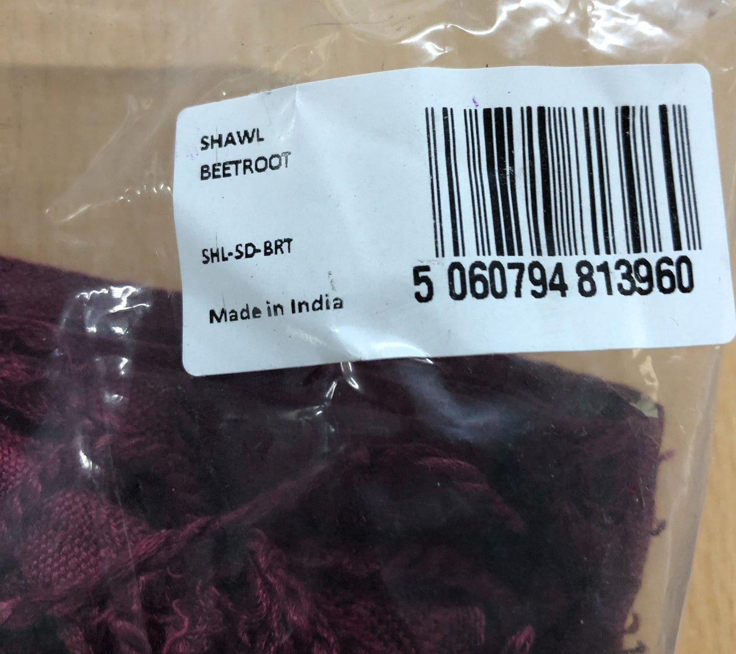 Allen and Mate Shawl Beetroot 100 Cotton Womens Fringed Wrap Scarf