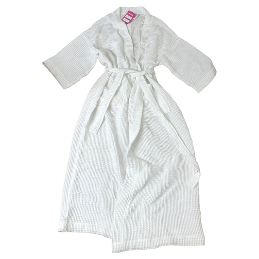 The White Company Waffle Robe Women's Lightweight Cotton Organic White M