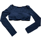 Zesoyne Athletic Crop Top Navy Long Sleeve Size L