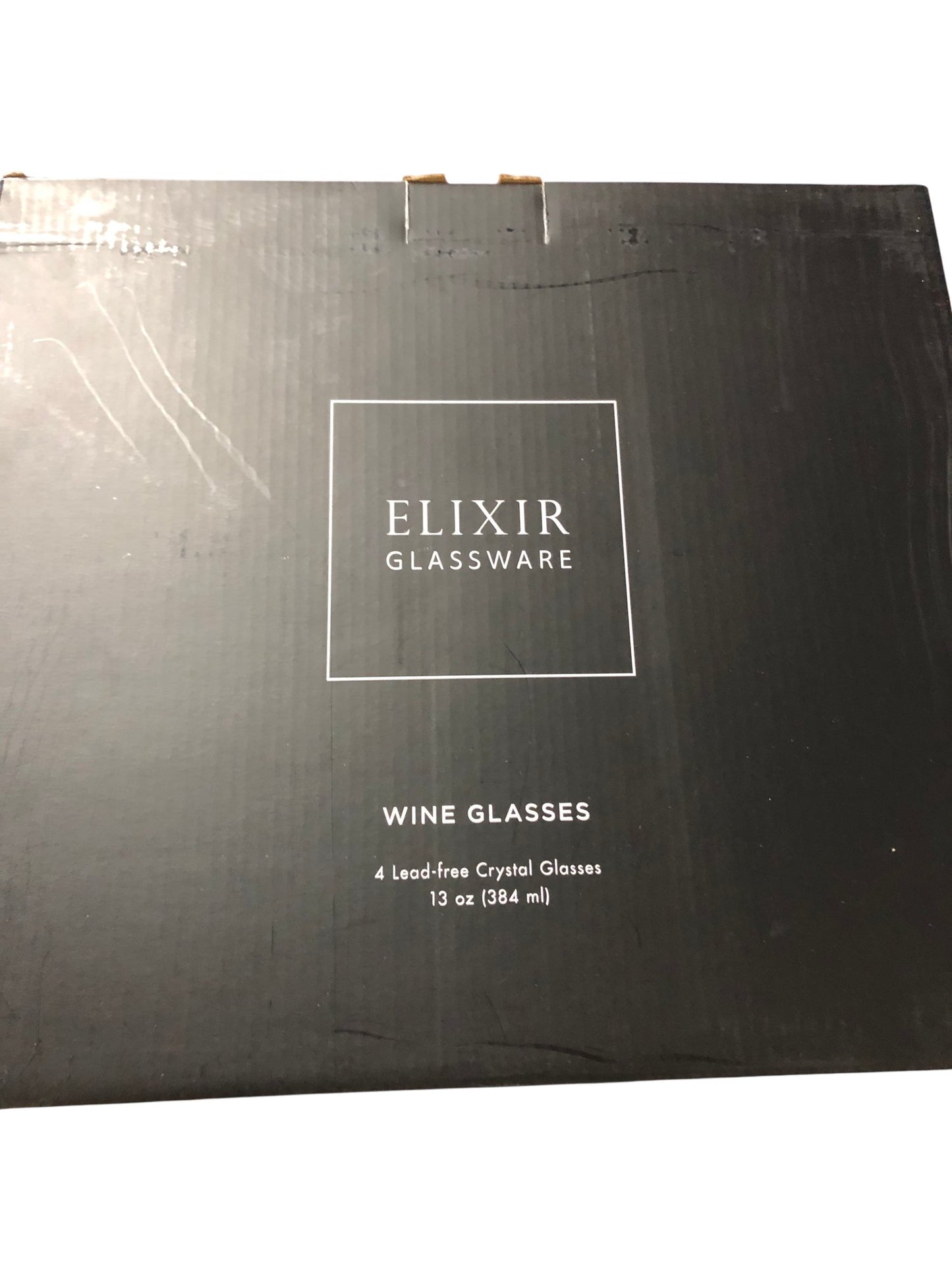 ELIXIR Glassware 4 Leadfree Crystal Wine Glasses 13oz Boxed Set New Without Tags