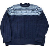 Men's Navy Blue Fair Isle Lambswool Sweater Size Small