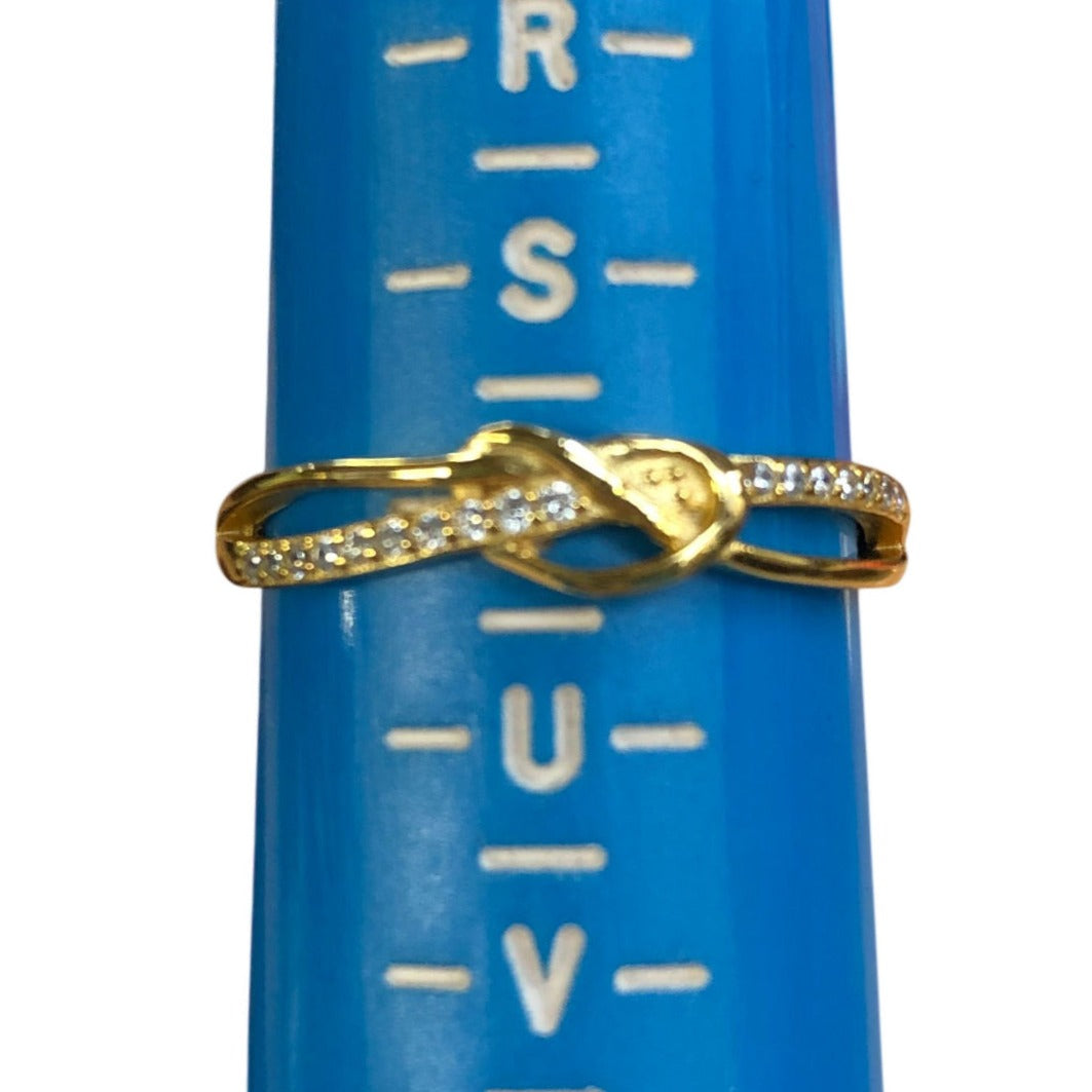 Bmmye Love Heart Infinity Detail Gold Plated Sterling Silver Ring Size T