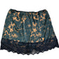 River Island Women's UK16 Green Animal Print Skirt With Black Lace Trim