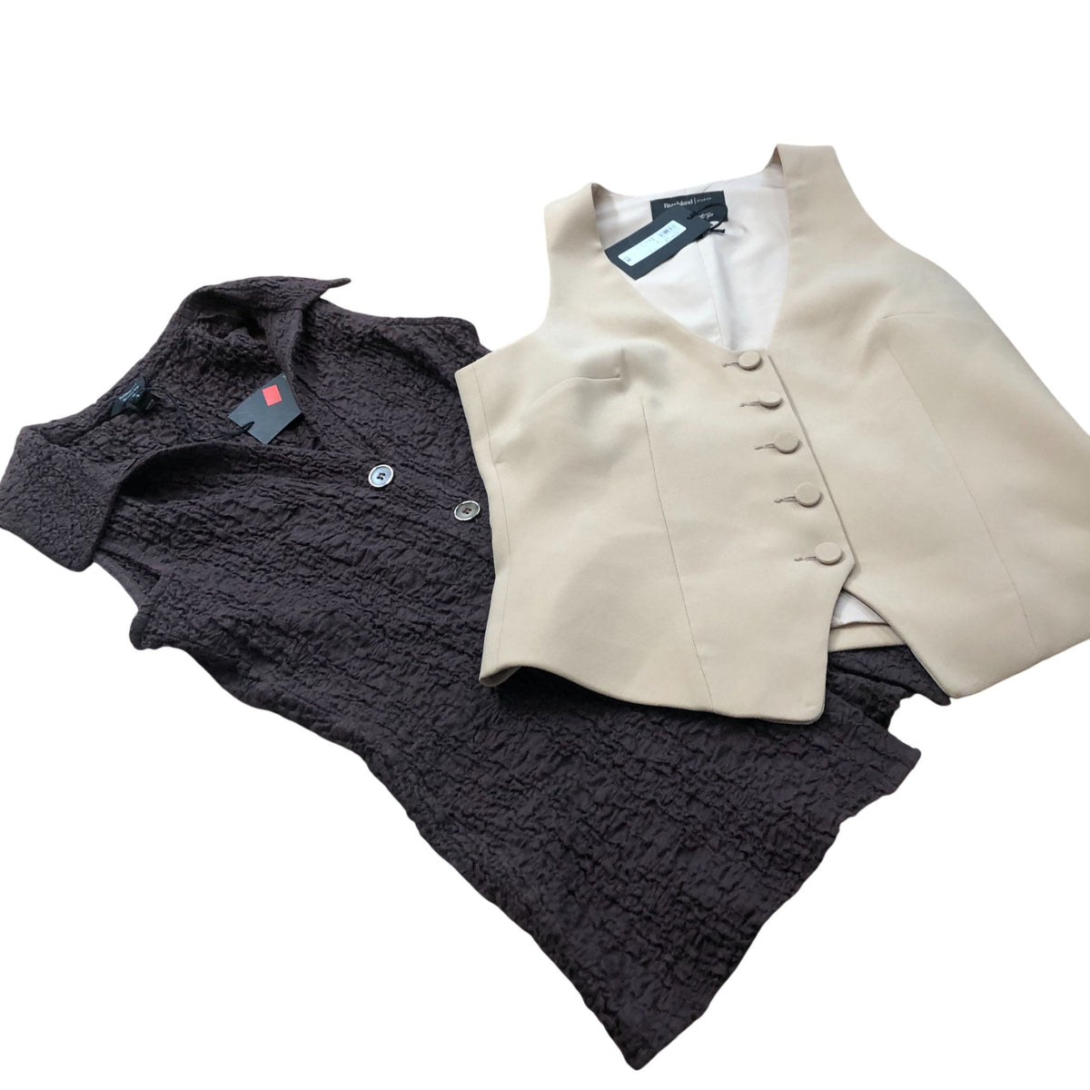 River Island Vests Stylish Button Up Layering Vests Women's Brown UK6 Bundle