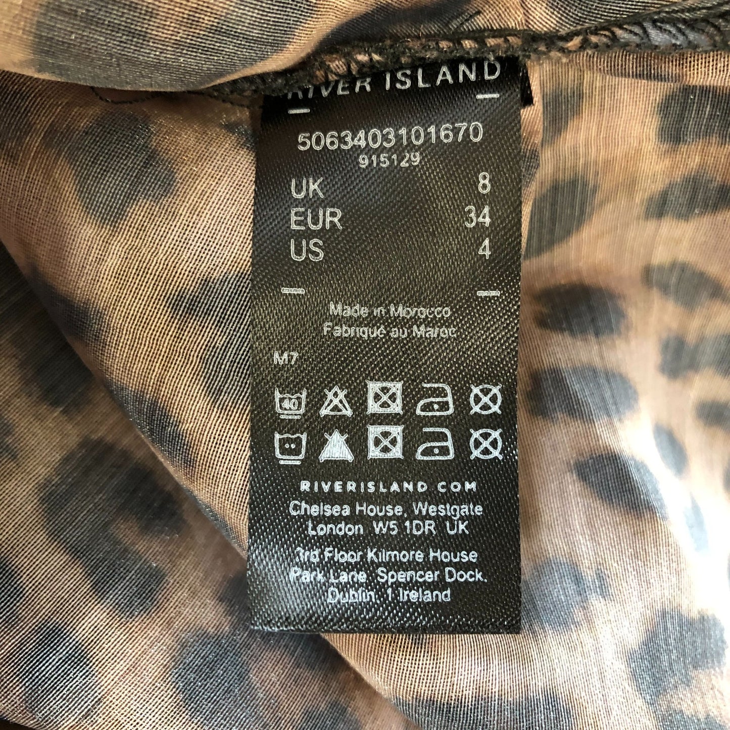 River Island Women's UK8 Brown Leopard Print Sheer Tie Front Blouse