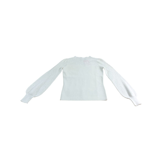 Branded White Embellished Knitted Top - Size 8