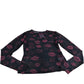 Bershka Women's Long Sleeve Top Size L Lips Print Black