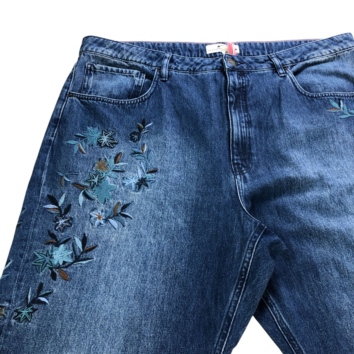 Embroidered Boyfriend Jeans Size 22 Women's Mid Denim
