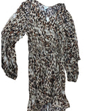 River Island Casual Dress UK8 Women's Animal Print Beige Light Long Sleeve