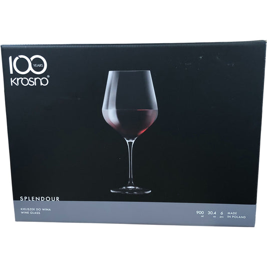 Krosno Splendour Wine Glasses Set of 6 900ml Red Wine Crystal Glassware