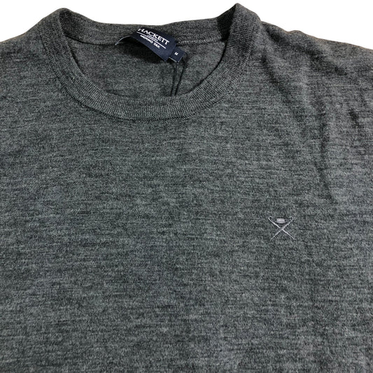 Hackett London Merino Silk Crew Neck Jumper Size M Men's Charcoal Knitwear