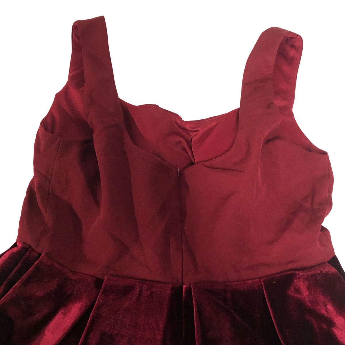Evening Dress UK12 Women's Burgundy Velvet Spaghetti Straps