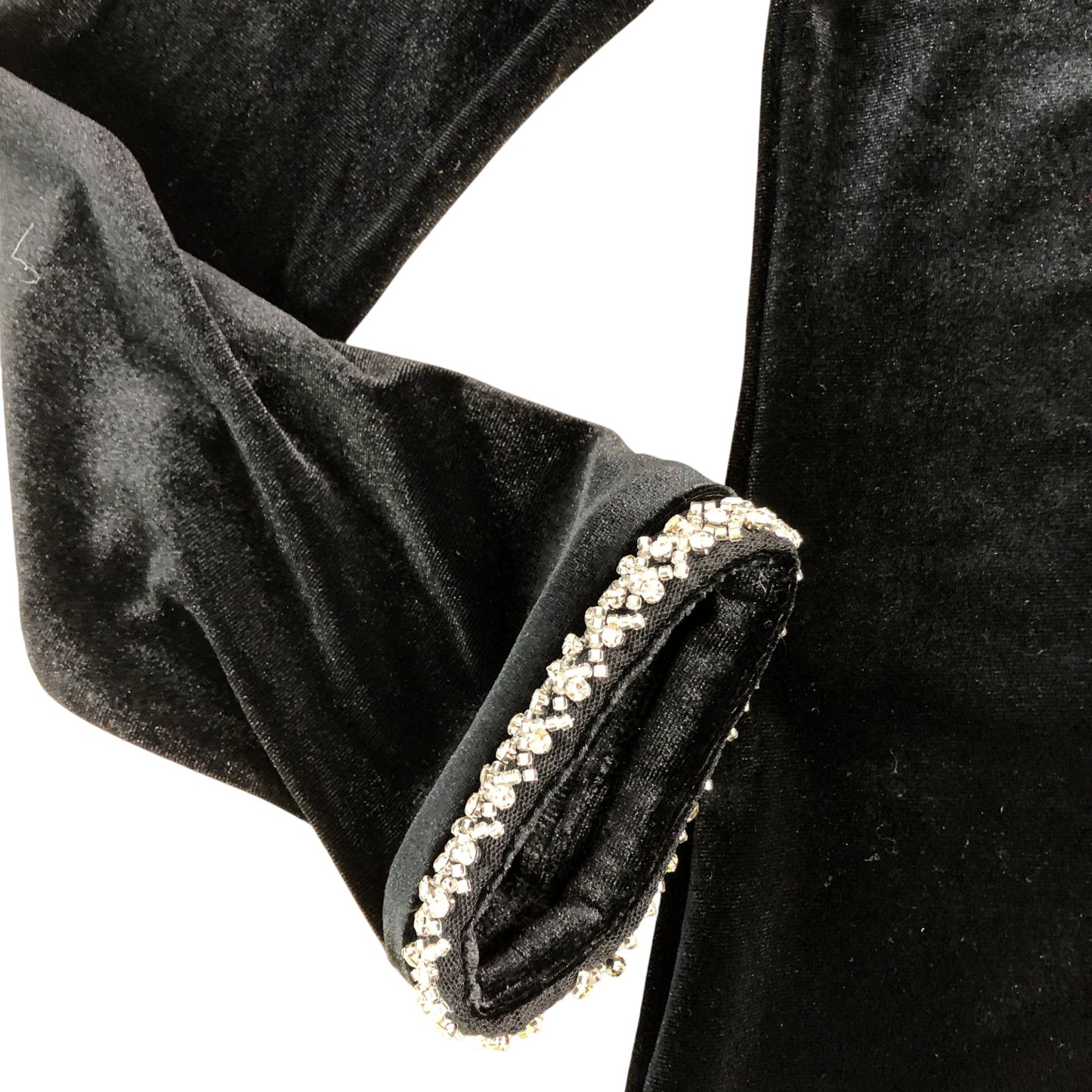 Branded Velvet Trim Slouch Neck Top Black Women's Long Sleeve Size 12