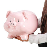 Pig World Large 11" Ceramic Piggy Bank Cute Pig Money Box Pink Collectable