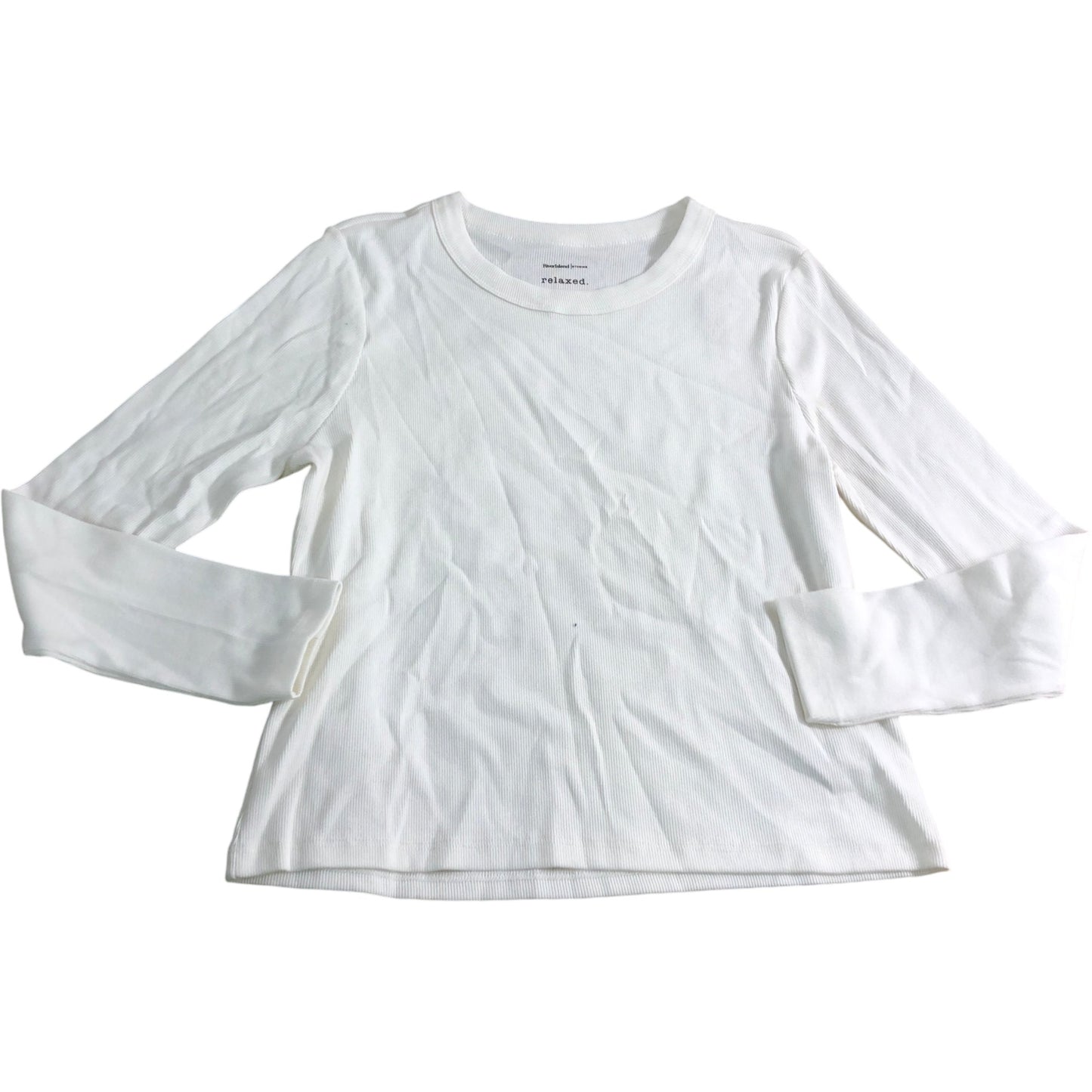 River Island Relaxed Fit Ribbed Top UK18 Women's Long Sleeve Casual White