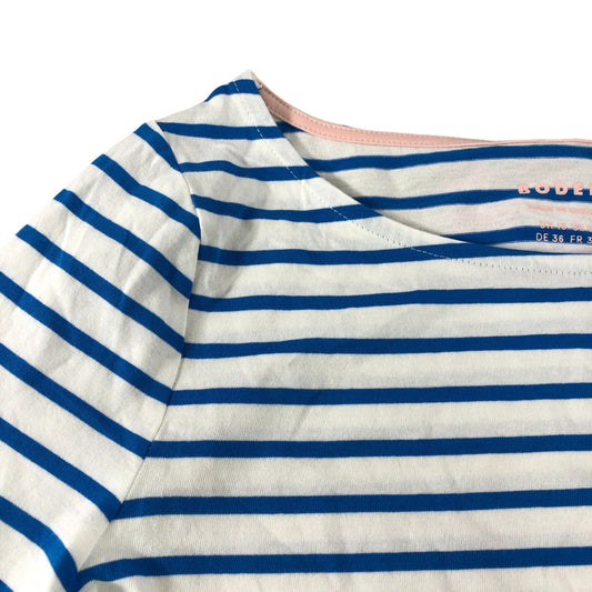 Boden Blue Striped Long Sleeved Multicoloured Striped Cuff Top - Size 10