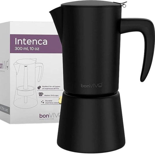 BONVIVO Intenca Moka Pot 300ml 10oz Espresso Maker Durable Stainless Steel
