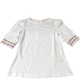 Boden White Puff Sleeve Top Women's Rainbow Trim UK10