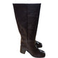 River Island Knee High Boots Women's Brown Leather Block Heel Fashion UK3